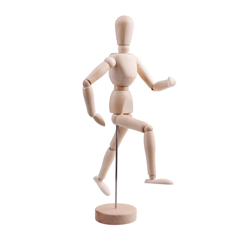 CM Cosmos 12"" Wooden Articulated Figure Manikin Articulated Mannequin Artist Drawing Mannequin Model for Drawing Sketching Painting, with Stand/Base - Image 2